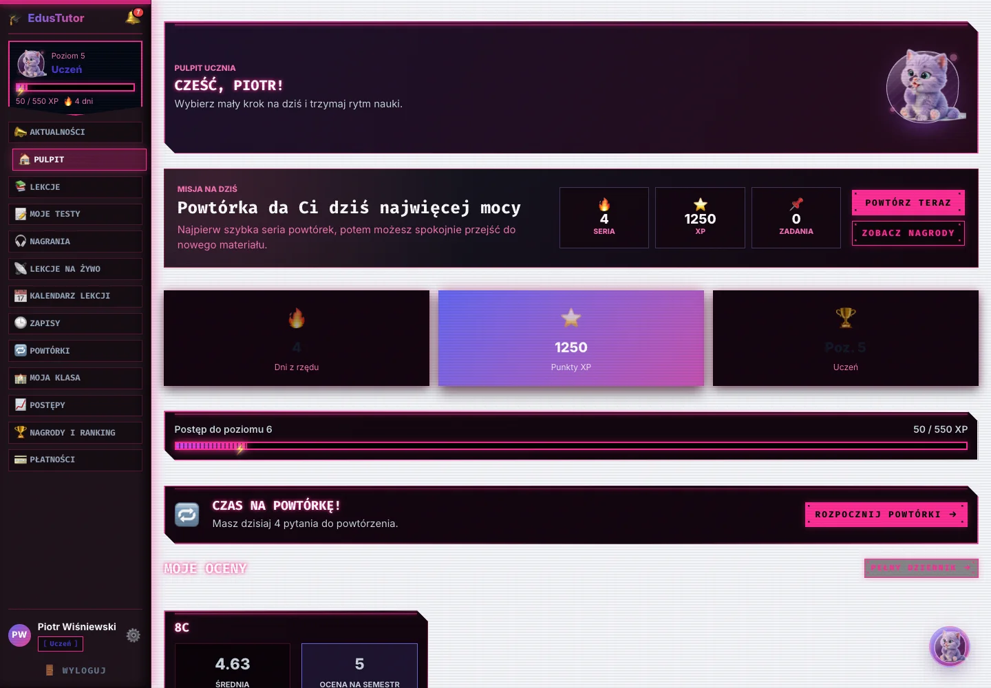 Edus Tutor — podgląd strony