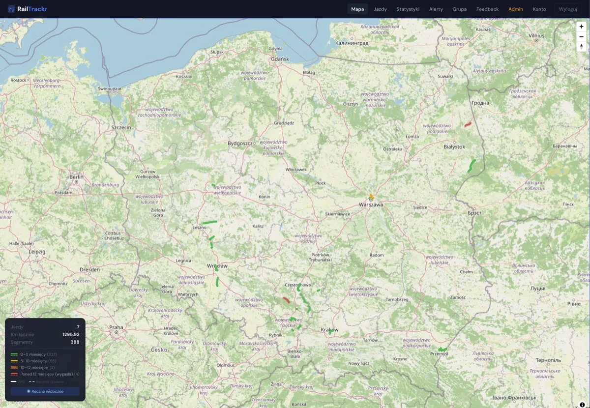 RailTrackr — podgląd strony